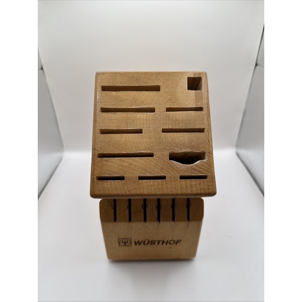 Wusthof 17 Slot‎ Wooden Knife Block Oak Wood Natural Finish Great Condition